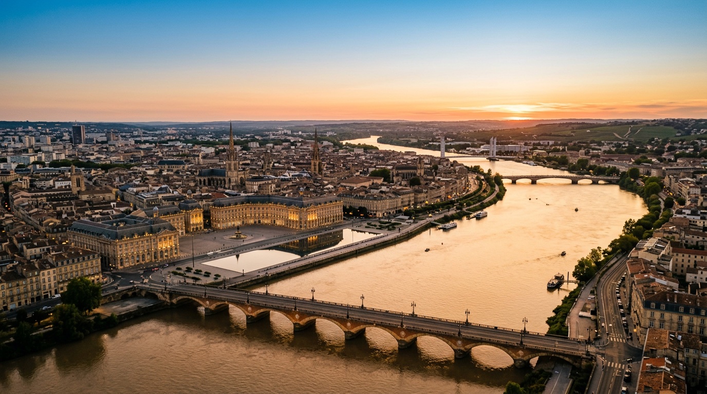 Luchtfoto van Bordeaux, bestemming van FlyKube-vluchten vanuit Amsterdam