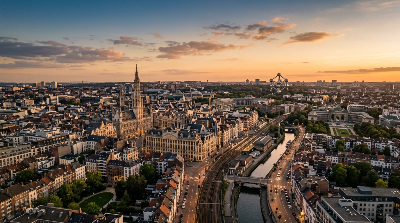 Luchtfoto van Brussel, bestemming van FlyKube-vluchten vanuit Amsterdam