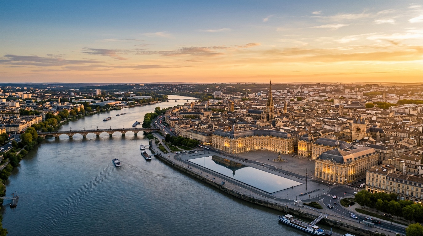 Aerial view of Bordeaux, the destination for FlyKube flights from Athens