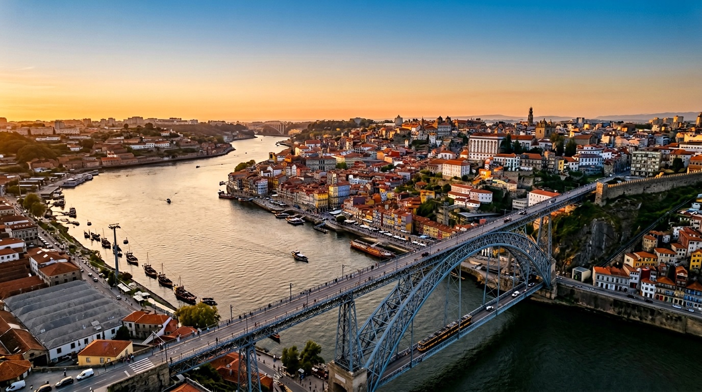 Aerial view of Porto, the destination for FlyKube flights from Athens