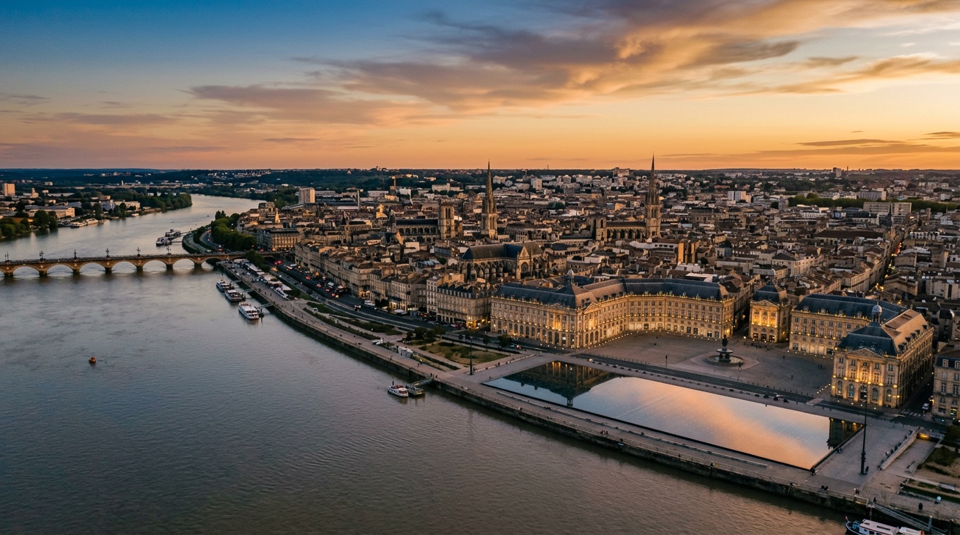 Aerial view of Bordeaux, the destination for FlyKube flights from Barcelona