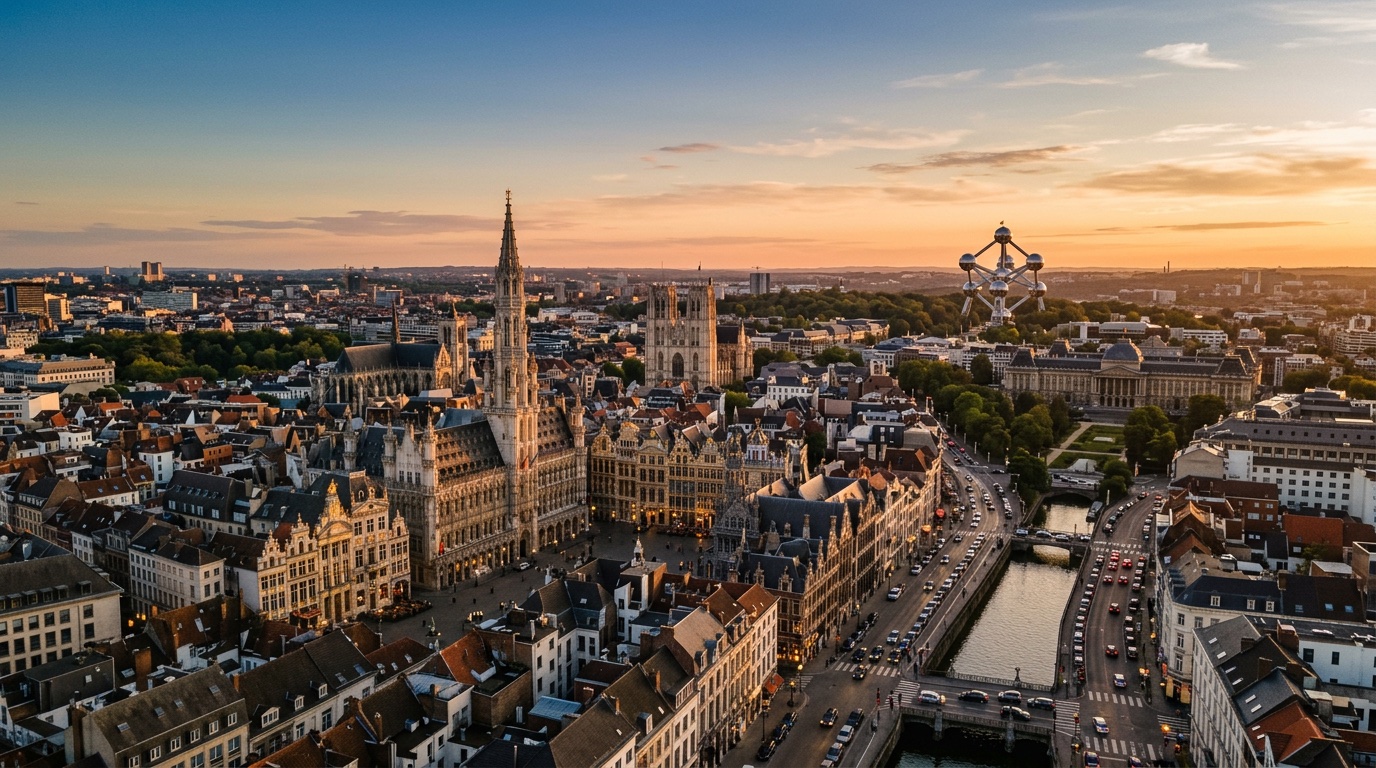 Aerial view of Brussels, the destination for FlyKube flights from Barcelona