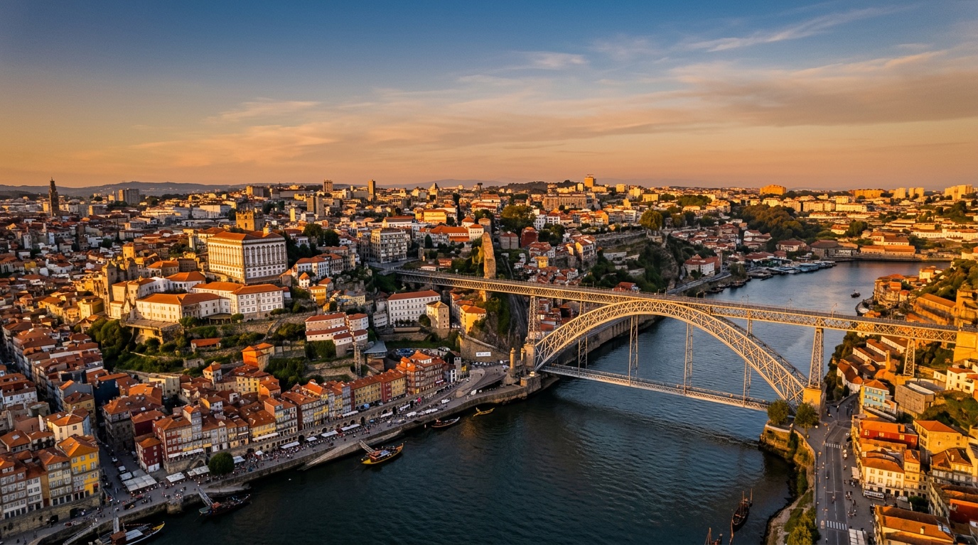 Aerial view of Porto, the destination for FlyKube flights from Barcelona