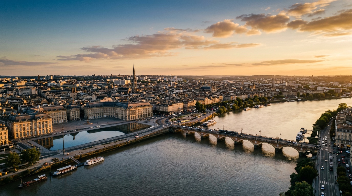 Luftaufnahme von Bordeaux, dem Ziel der FlyKube-Flüge ab Berlin