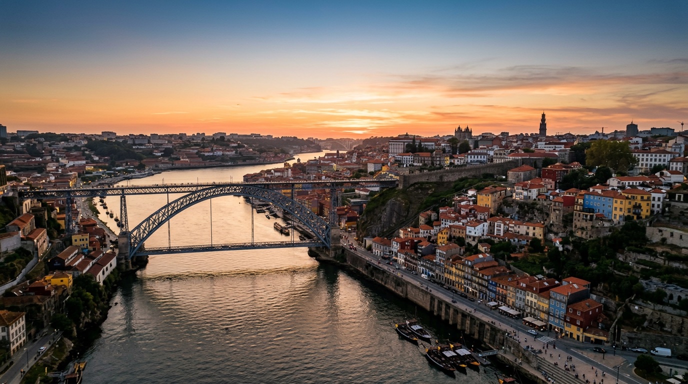 Aerial view of Porto, the destination for FlyKube flights from Berlin
