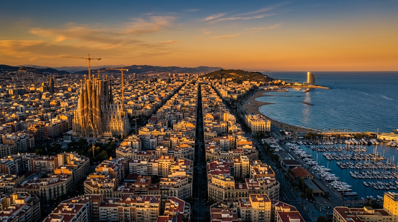 Vue aérienne de Barcelone, destination des vols FlyKube au départ de Bilbao