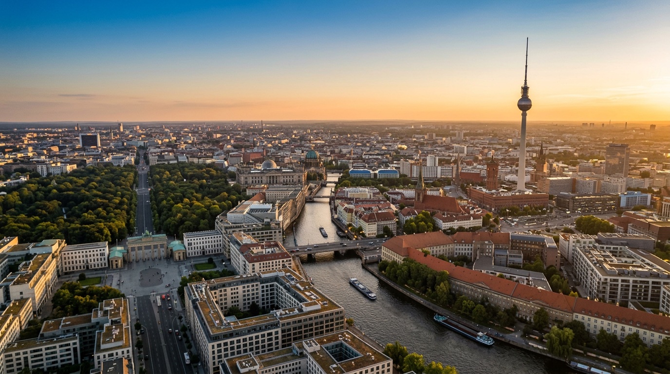 Aerial view of Berlin, the destination for FlyKube flights from Lisbon