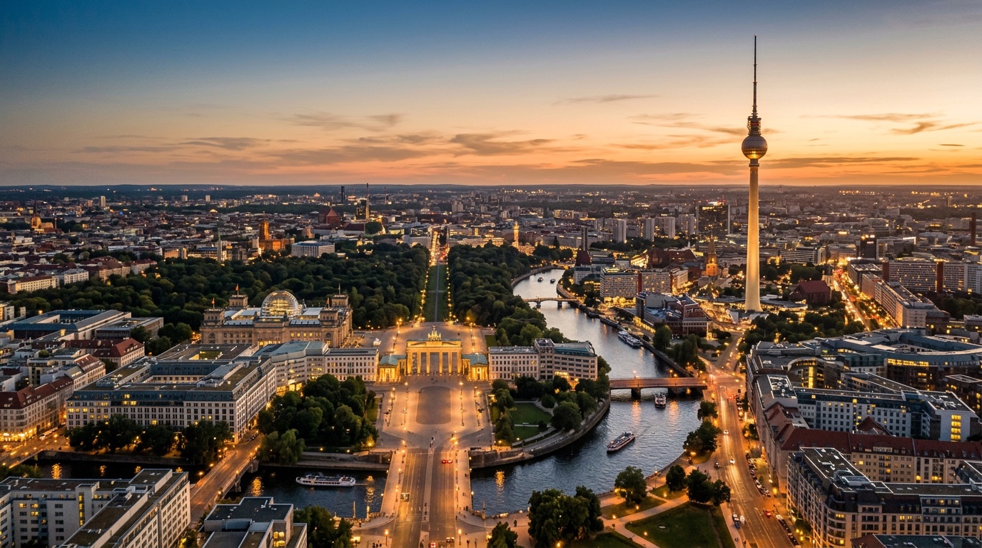 Vista aérea de Berlín, destino de los vuelos de FlyKube desde Madrid