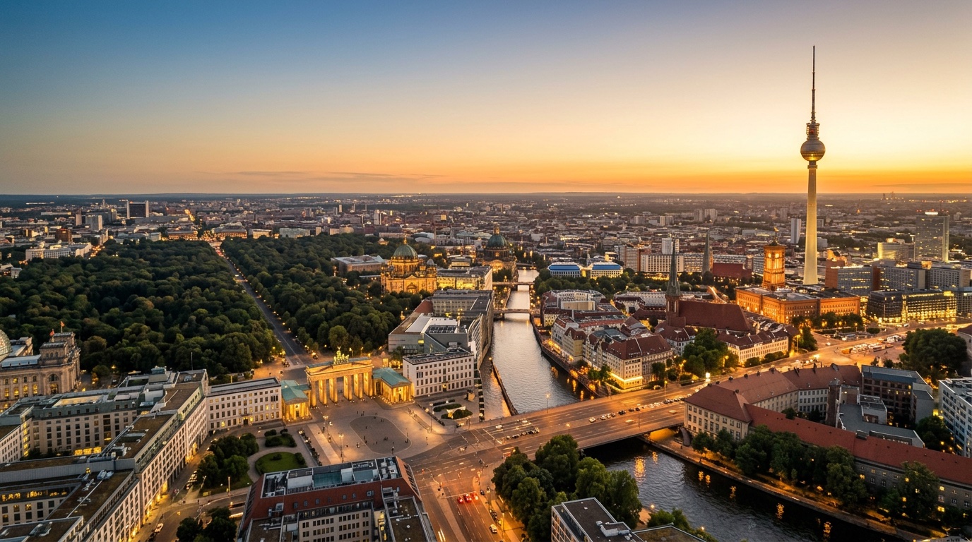 Aerial view of Berlin, the destination for FlyKube flights from Milan