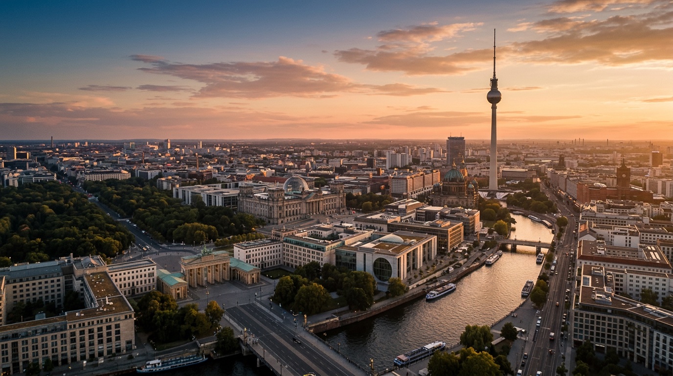 Veduta aerea di Berlino, destinazione dei voli FlyKube da Parigi