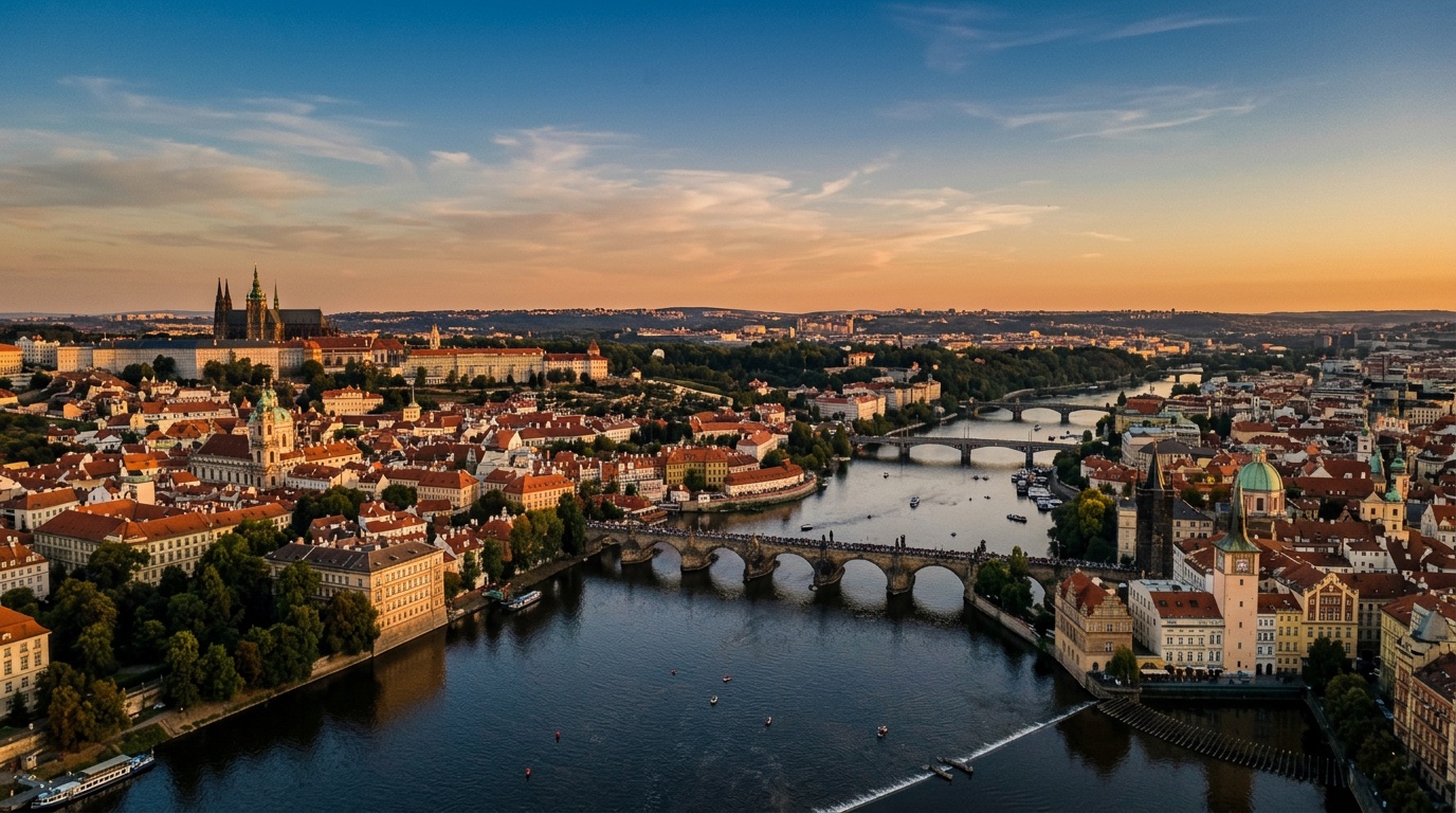 Veduta aerea di Praga, destinazione dei voli FlyKube da Parigi