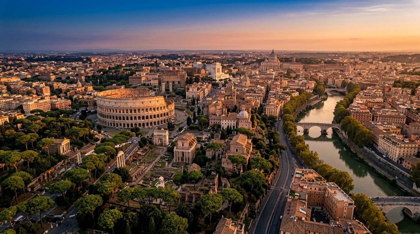 Veduta aerea di Roma, destinazione dei voli FlyKube da Parigi