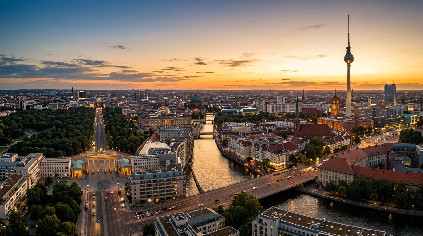 Veduta aerea di Berlino, destinazione dei voli FlyKube da Roma